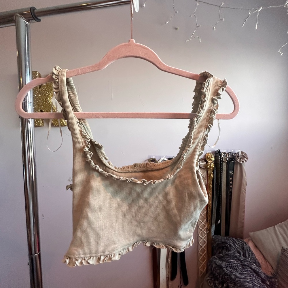 Zara Cream Ruffle Detail Top - Picture 5 of 6